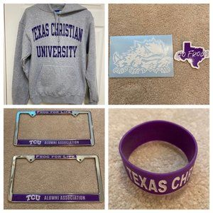 TCU Hoodie, Stickers, Wristband, License